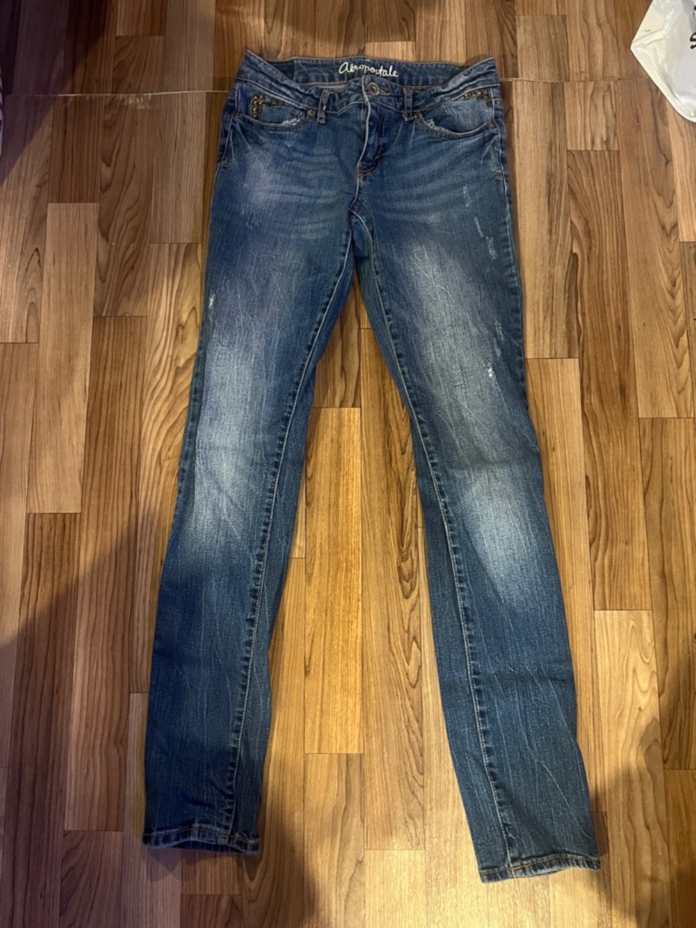 Aeropostale Women's Medium Blue Skinny Jeans - Faded Stretch Denim